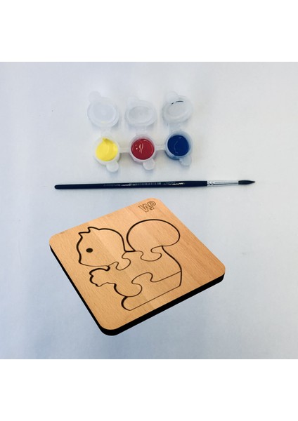 Eğitici Puzzle 4mm Plywood Ahşap Boyanabilir Çocuklar Için -Hayvanlar Serisi -Sincap Boya Setli fiyatları