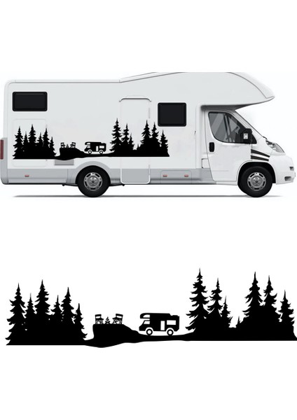 Kamp Orman Manzarası Karavan Sticker, Kamp STICKER-S1748