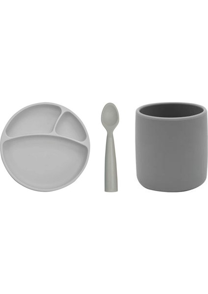 Silikon Porsiyon Tabak Bardak ve Kaşık Seti 3'lü 6 Ay Üstü Kullanıma Uygun