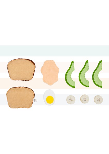 Keçe Oyuncak - Avokado Tost Oyun Seti - Felt Toys - %100 El Yapımı