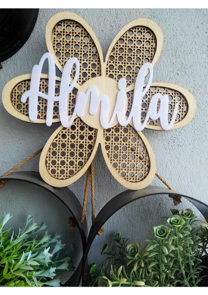 Rattan Papatya | Rattan Çiçek Duvar Sanatı | Rattan Kreş Dekoru | Bohem Dekor | Rattan Çiçek Sanatı