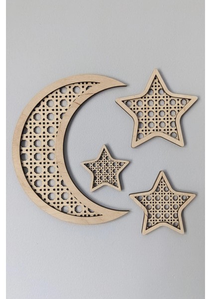 Rattan Ay ve Yıldız Seti Rattan Ay Rattan Yıldız Kreş Rattan Dekor Ay ve Yıldız Kreş Dekoru