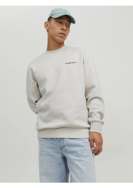 Jack & Jones Sırt Baskılı Bisiklet Yaka Sweatshirt- Earth