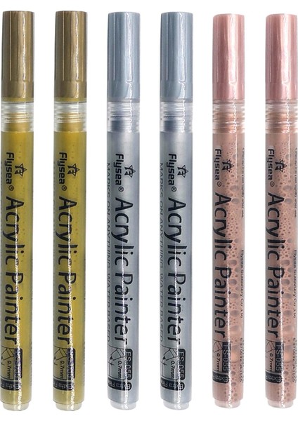 3 Renk Akrilik Seti 6 Metal Çeşitli Renk 6pcs+Gül Altın modelleri