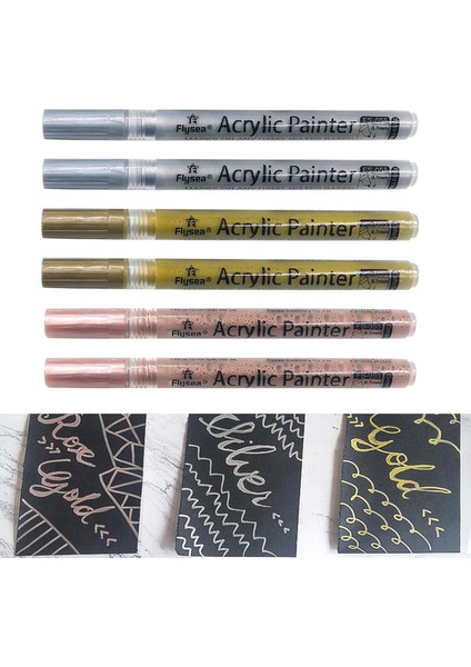 3 Renk Akrilik Seti 6 Metal Çeşitli Renk 6pcs+Gül Altın fırsatları