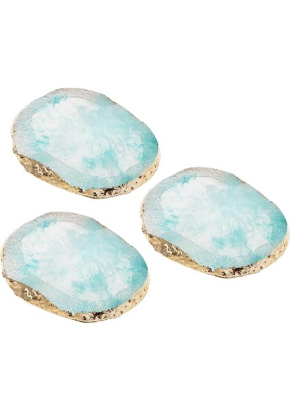 3 Set Reçine Taklit Agate Tırnak Sanat Paleti Içecek Coaster Cup Mat Decors (Yurt Dışından)