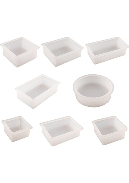 8pieces Dikdörtgen Küp Cuboid Silikon Reçine Kalıp Sabun Yapma Araçları
