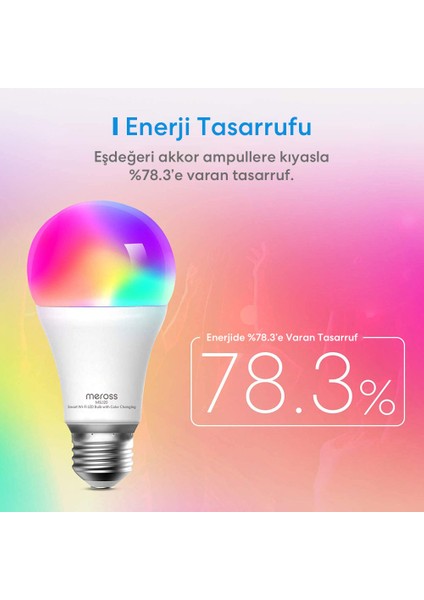 Wi-Fi Uzaktan Kontrollü Akıllı 810 Lümen RGB LED Ampul Ve Akım Korumalı Tekli Priz Seti