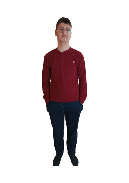 Erkek Pijamatakımıbordo-Lacivert 339