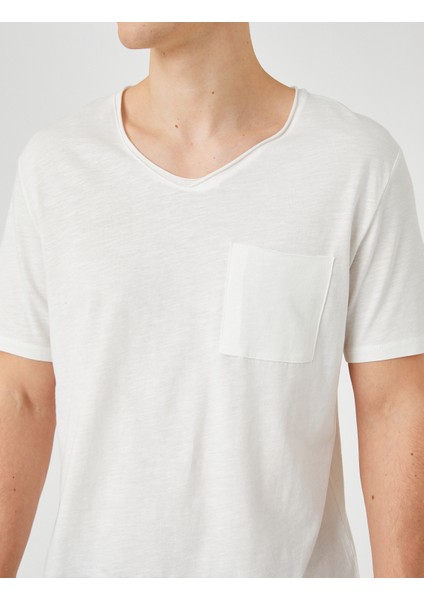Basic Tişört V Yaka Cep Detaylı Kısa Kollu indirimleri
