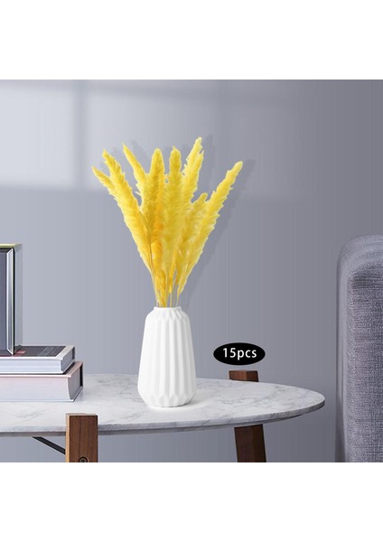 Yapay Kuru Çim Phragmites Sazlık Çiçek Dekor Jaune (Yurt Dışından)