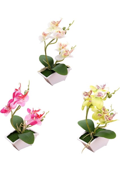 Acituna 3 Yapay Orkide Bonsai Çiçek, Kapalı Açık Ofis Ev Dekor (Yurt Dışından)