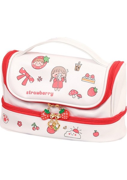 Büyük Kapasiteli Pu Çift Katmanlı Kalem Kutusu Öğrenci Sevimli Kırtasiye Kalem Kutusu (Yurt Dışından)