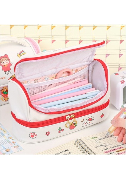 Büyük Kapasiteli Pu Çift Katmanlı Kalem Kutusu Öğrenci Sevimli Kırtasiye Kalem Kutusu (Yurt Dışından) fiyatları