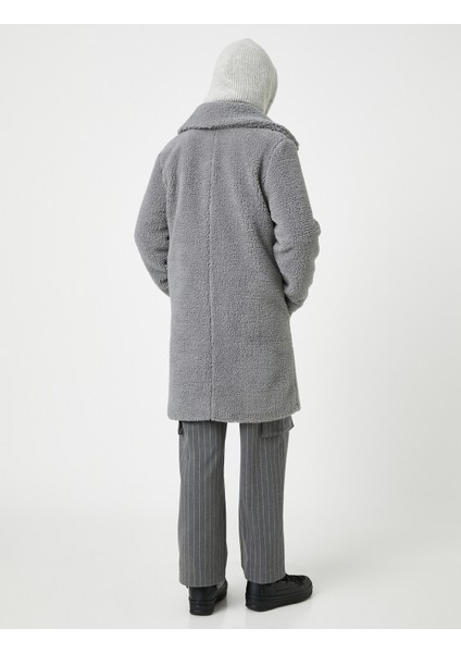 Şahika Ercümen x Koton - Kruvaze Düğmeli Peluş Kaban indirimleri