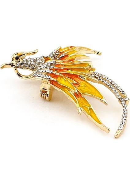 Zümrüdü Anka Kuşu Phoenix Sarı Zirkon Metal Rozet Broş RZ118 fiyatları