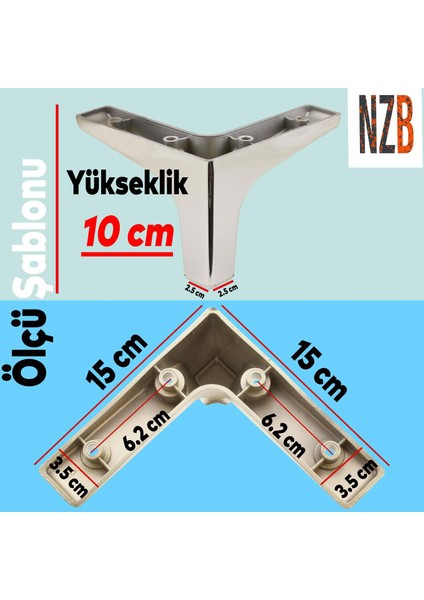 Lüks Mobilya Kanepe Sehpa Tv Ünitesi Koltuk Ayağı 10 cm Parlak Krom Baza Ayak