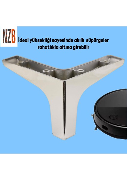 Lüks Mobilya Kanepe Sehpa Tv Ünitesi Koltuk Ayağı 10 cm Parlak Krom Baza Ayak