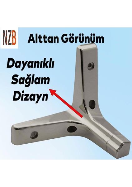 Lüks Mobilya Kanepe Sehpa Tv Ünitesi Koltuk Ayağı 10 cm Parlak Krom Baza Ayak