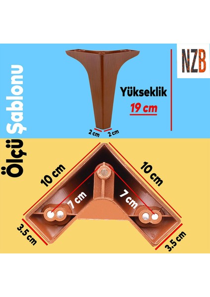 Lüks Mobilya Kanepe Sehpa Tv Ünitesi Koltuk Ayağı 19 cm Ahşap Desenli Kahverengi Baza Ayak