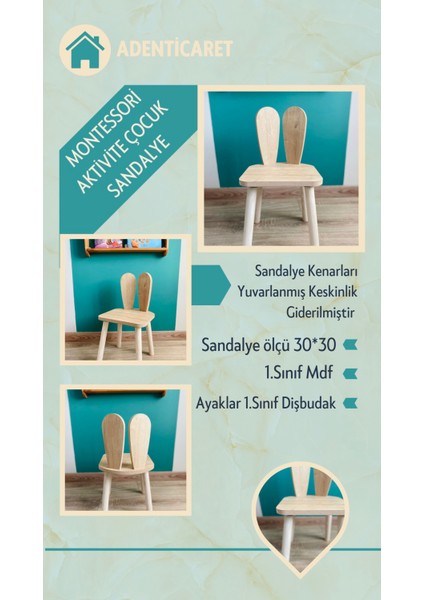 MONTESSORİ AKTİVİTE ÇOCUK BOYAMA ETKİNLİK VE ÇALIŞMA SANDALYESİ