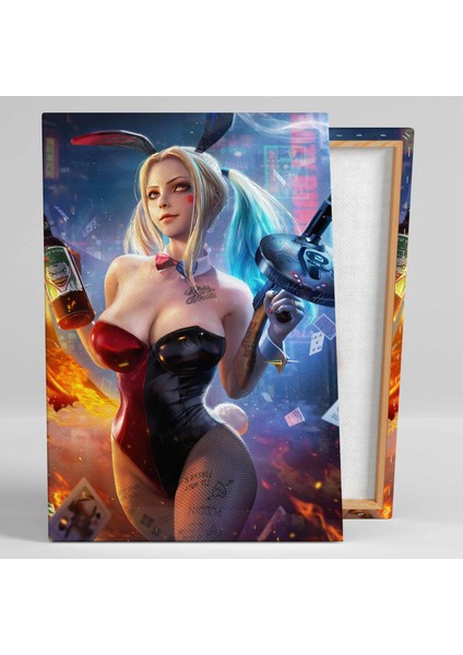 Harley Quinn Ilüstrasyonu Joker Sevgilisi Çılgın Kadın Dc Evreni Kanvas Tablo