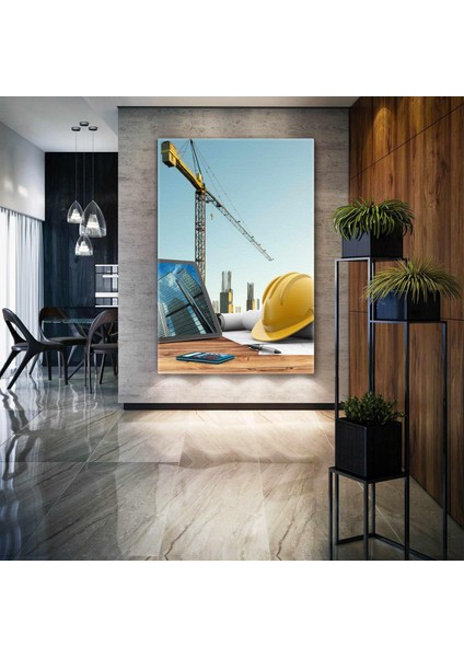 Inşaat Mühendisi Ofisi Iş Güvenliği Proje City Civil Engineer Kanvas Tablo