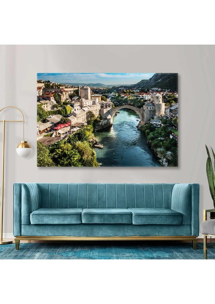 Tarihi Mostar Köprüsü Mostar Bridge Bosna-Hersek Kanvas Tablo