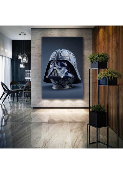 Star Wars Darth Wader Kara Lord Maskesi Çini Seramik Kanvas Tablo