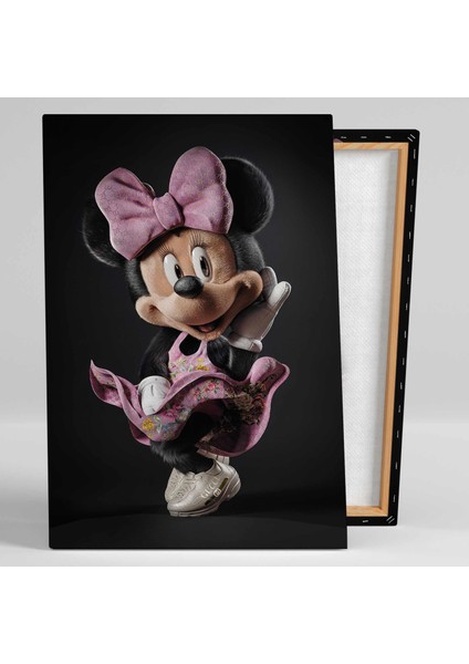 Mini Mouse Pembe Kostümlü Sevimli Karakter Lüks Ayakkabı Kanvas Tablo