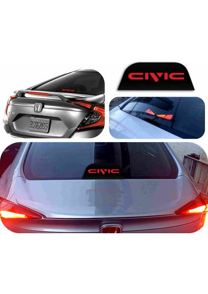Honda Civic Fc5 3.stop Civic Yazılı Pleksiglas Karbon Kapak Siyah