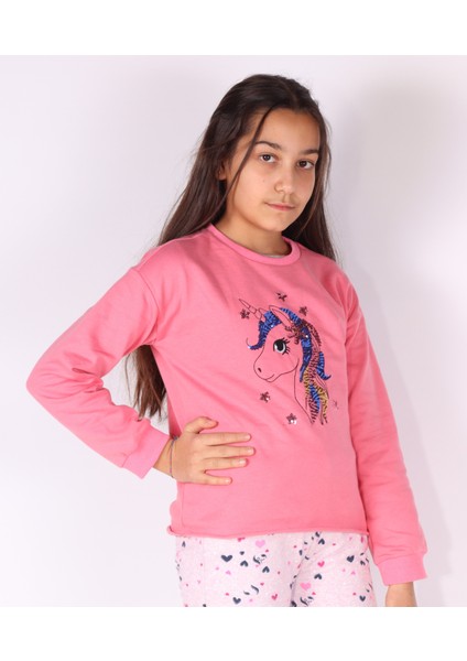 Pul Palet Nakışlı Kız Çocuk Sweatshirt K1003A6