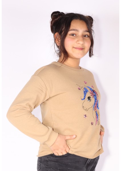 Pul Palet Nakışlı Kız Çocuk Sweatshirt K1003A6