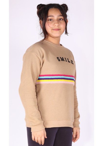 Nakış ve Baskı Detaylı Kız Çocuk Sweatshirt K1007A6