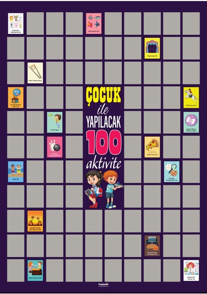 Çocuk ile Yapılacak 100 Aktivite Kazıkazan Poster Çocuk Hediye Aktivite, Kolay Kazıma Yeni Versiyon