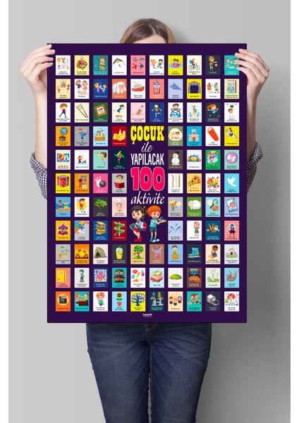 Çocuk ile Yapılacak 100 Aktivite Kazıkazan Poster Çocuk Hediye Aktivite, Kolay Kazıma Yeni Versiyon