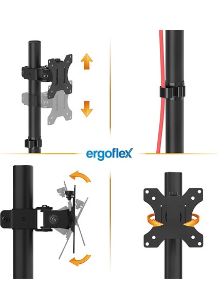 EF61 Steel Design 2-8 kg Asansörlü 13"-32" Monitör Standı