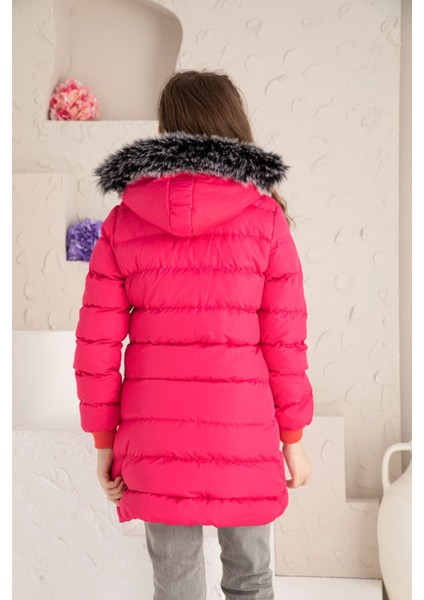 Love Baskılı Içi Yünlü Kız Çocuk Mont