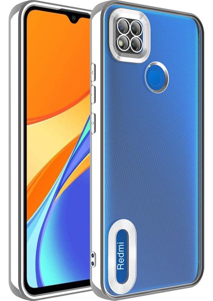 Xiaomi Redmi 9c Kılıf Renkli Kenarlı Parlak Logo Açık Şeffaf Omega Silikon
