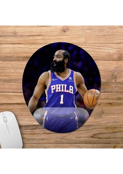 James Harden - Philadelphia 76ERS - Nba Bilek Destekli Mousepad Model - 4 Oval fiyatları