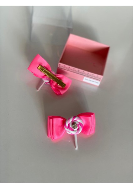 Neon Pembe 2' Li Mini Lolipop Süslü Kız Çocuk Bebek Doğum Günü Hediye Pensli Toka fiyatları