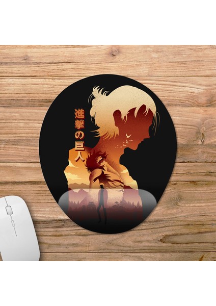Attack On Titan - Eren Yeager Bilek Destekli Mousepad Model - 1 Oval