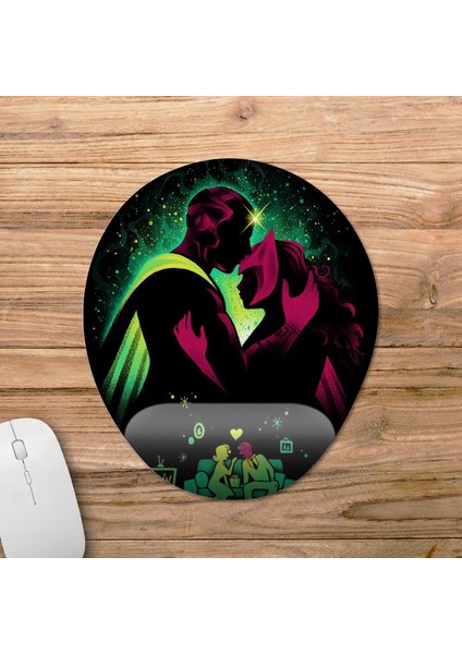 Wandavision - Scarlet Witch & Vision Marvel Bilek Destekli Mousepad Model - 1 Oval fiyatları