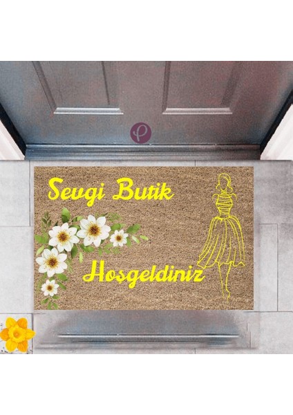 Kapı Önü Paspası Dekoratif Dijital Baskı Butik Hoşgeldiniz P-2445