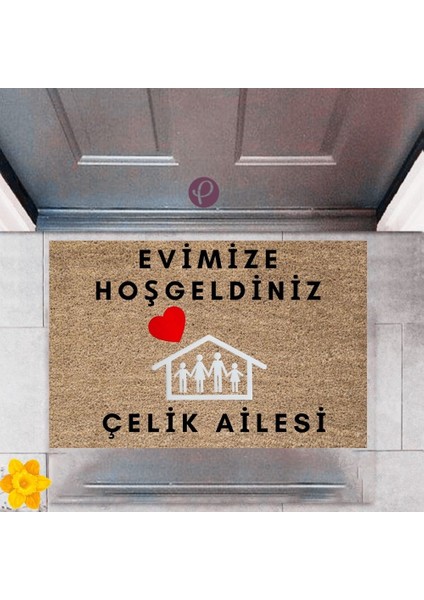 Kapı Önü Paspası Dekoratif Dijital Baskı Evimize Hoşgeldiniz P-2465