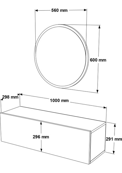 L'occi Concept Simon 60 cm Aynalı Dresuar Antre Hol  Sı2-Aw Çam-Beyaz