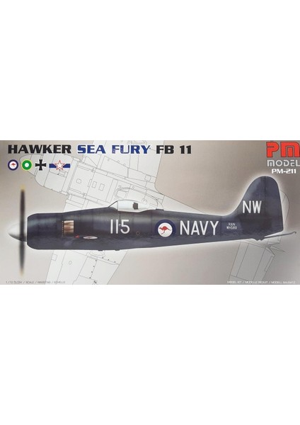 Hawker Sea Fury FB11 Pm Model Avcı Uçağı Demonte Plastik Maketi