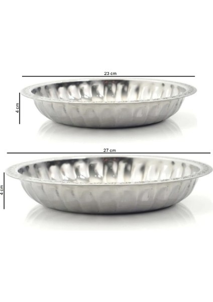 Paslanmaz Çelik Meyve Salata Tabağı 2'li 23-27 cm Mısır Kasesi