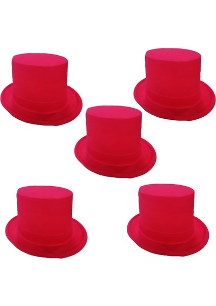 Plastik Üzerine Flok Kaplama Kırmızı Renk Melon Şapka Yetişkin-Çocuk Uyumlu 5 Adet