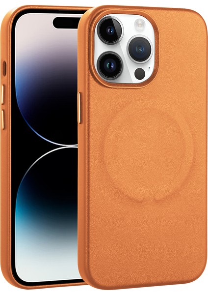 Apple Iphone 14 Pro Kılıf Magsafeli Suni Deri Derix Kapak